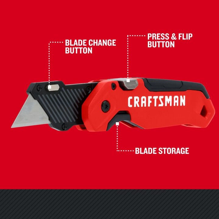 CRAFTSMAN Folding Utility Knife with 3 Blade Storage, large image number 4