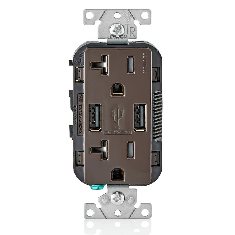 Leviton 20A 125V Brown Combination Duplex Receptacle/Outlet – 3829876