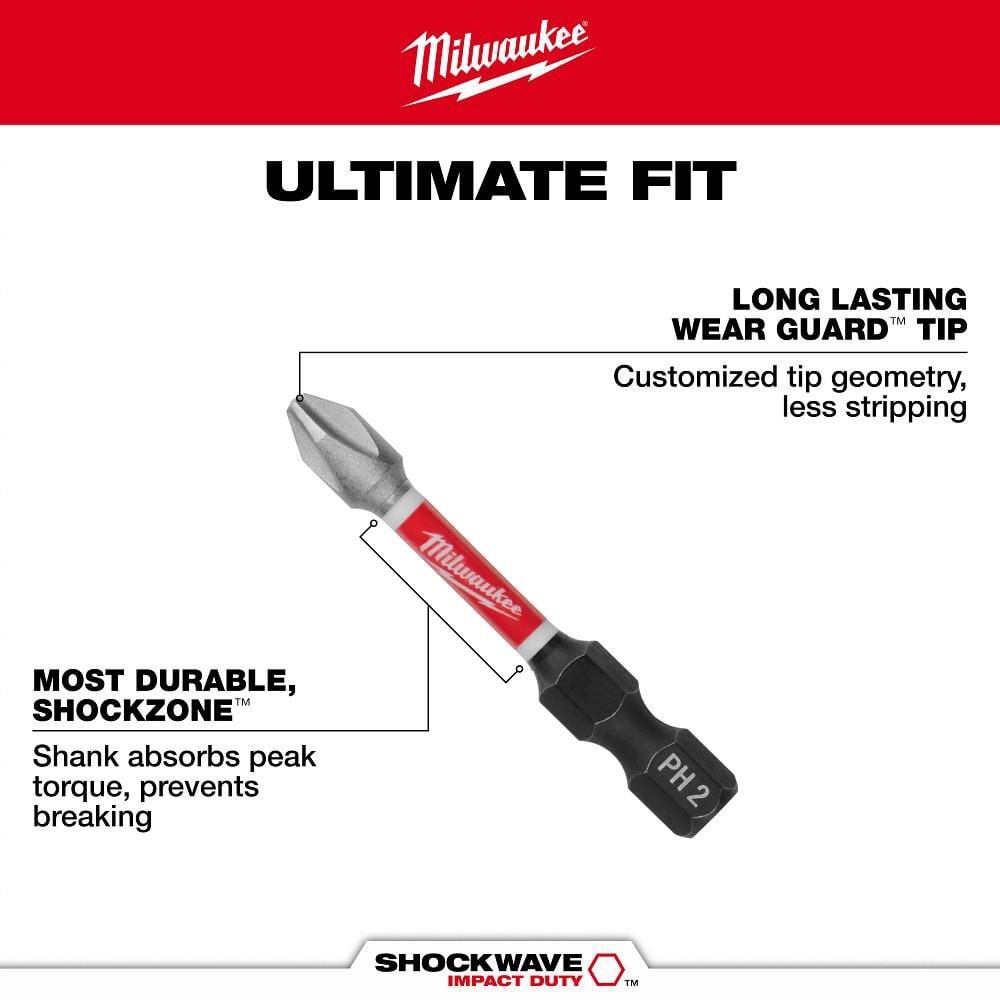 Milwaukee SHOCKWAVE 2 in. PH3 Impact Driver Bits 5PK, large image number 4