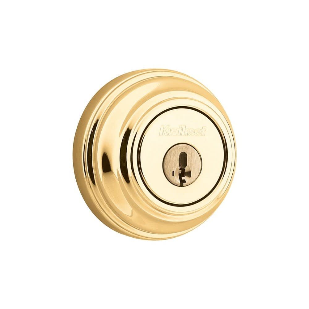 Kwikset Polished Brass Keyed One Side Single Cylinder Deadbolt – 99800-120
