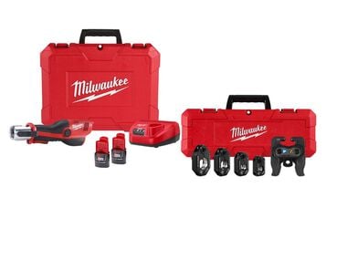Milwaukee M12 FORCE LOGIC Press Tool with 1/2 Inch - 1-1/4 Inch CTS-V Pivoting Press Ring Kit Bundle