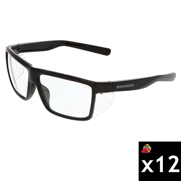 MCR Safety Swagger SR2 Safety Glasses Clear Lens Black Frame 12 Pieces