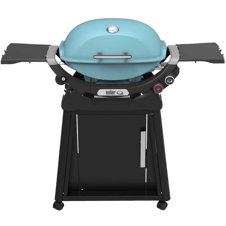 Weber Q2800N+ Gas Grill (Liquid Propane) with Stand Bundle, Sky Blue
