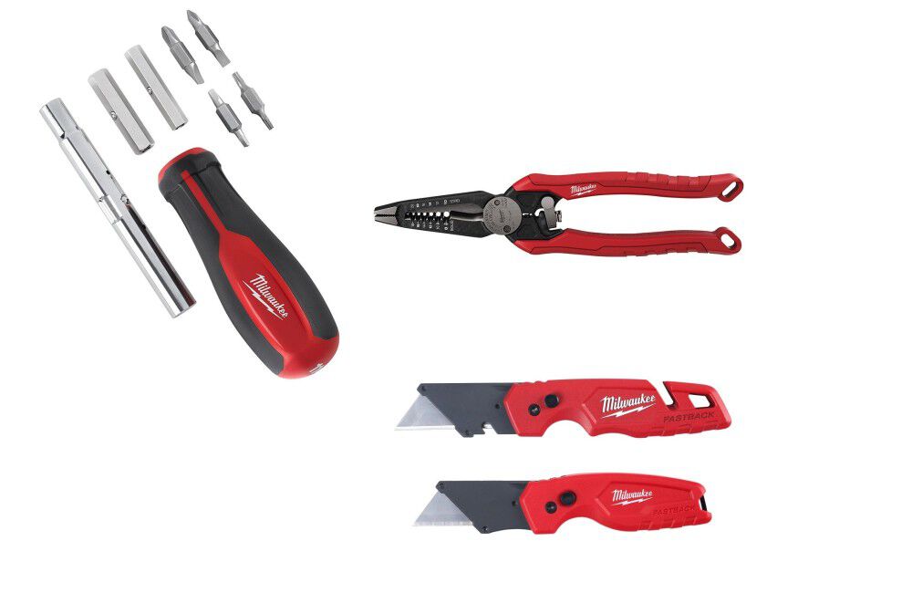 Milwaukee Pliers Knife Tool Set Screwdriver Sqinch Drive Bundle, large image number 1