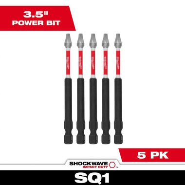 Milwaukee SHOCKWAVE 3.5 in. SQ1 Impact Driver Bits 5PK