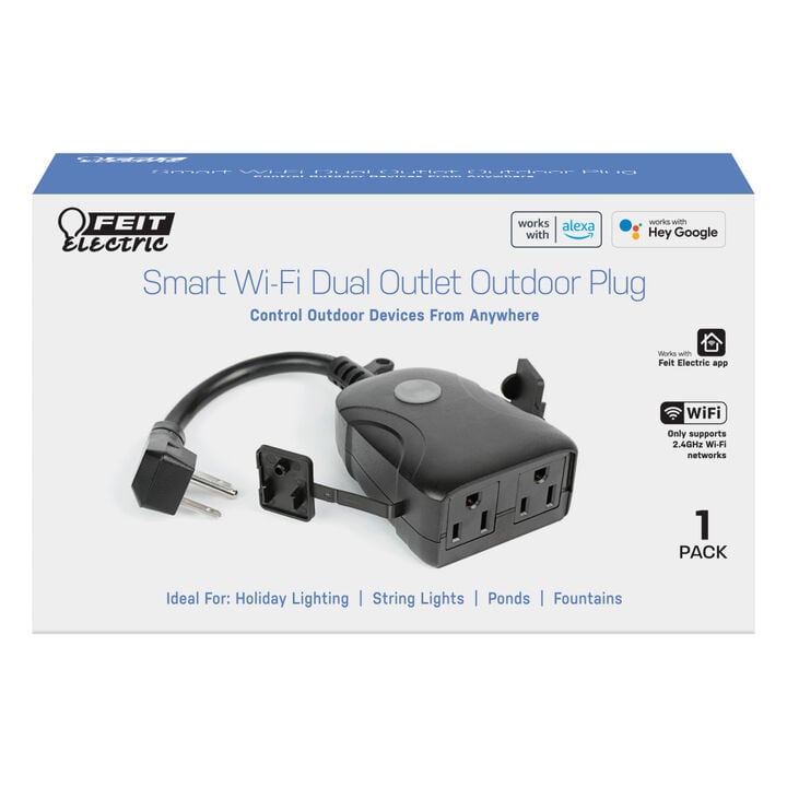 Feit Electric 120V 15A Smart WiFi Enabled Dual Outlet Wall Plug, large image number 1