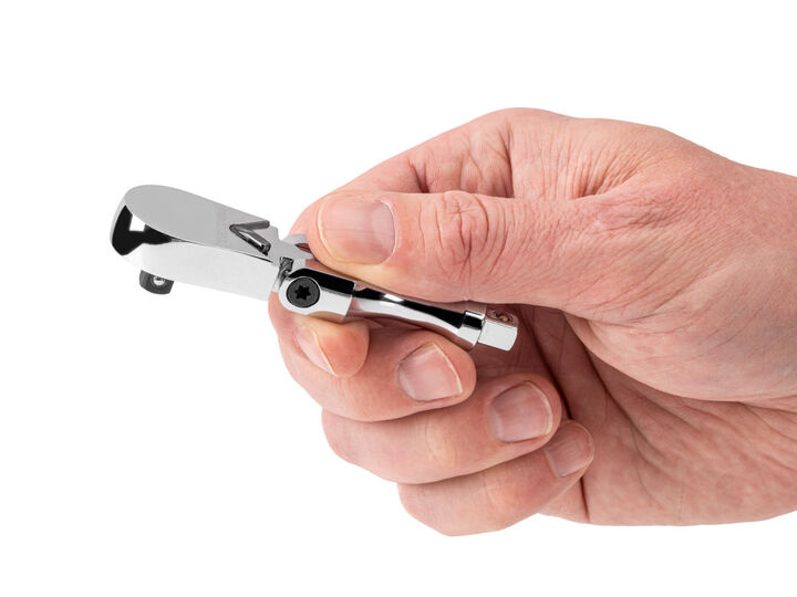 Tekton 1/4 Inch x 3 Inch Flex Head Non-QR Stubby Ratchet with Handle Tang, large image number 5