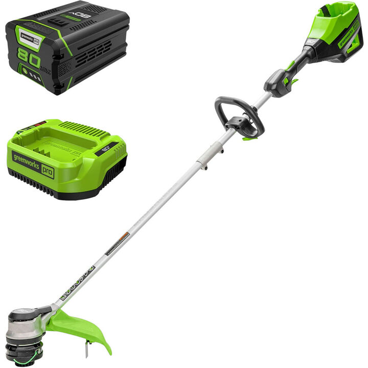 Greenworks 16in 80V String Trimmer with 2Ah Battery & Rapid Charger Kit