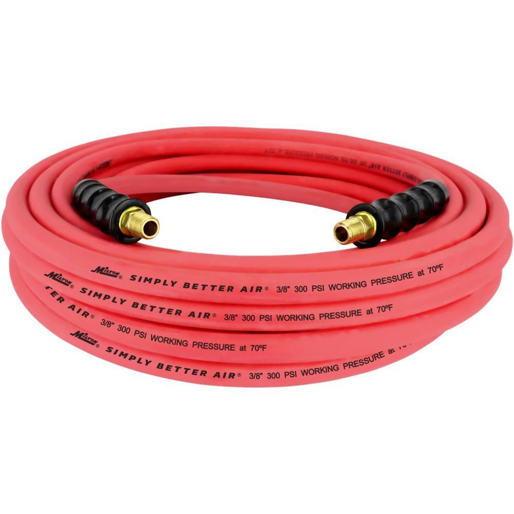 Milton 3/8 Inch ID x 50 Ft. Ultra Lightweight Rubber Hose with 1/4 Inch NPT Male Inlet Thread Ends, large image number 2