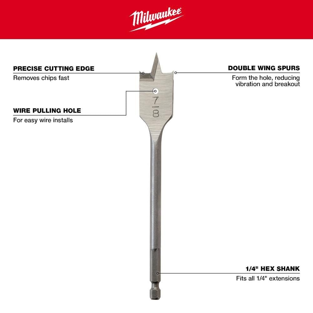 Milwaukee 13 PC Flat Boring Bit Set, large image number 5