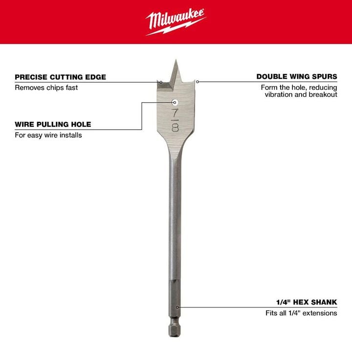 Milwaukee 13 PC Flat Boring Bit Set, large image number 4