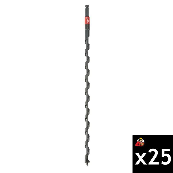 Milwaukee 1-1/16 Inch x 18 Inch Lineman's Auger Bit 25 Pieces