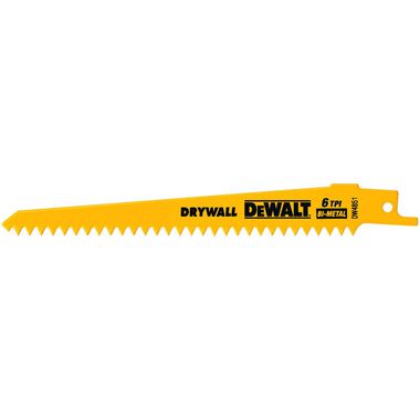 DEWALT 6-in 6TPI Plaster Cutting Bi-Metal Reciprocating Saw Blade (5 pack), large image number 1