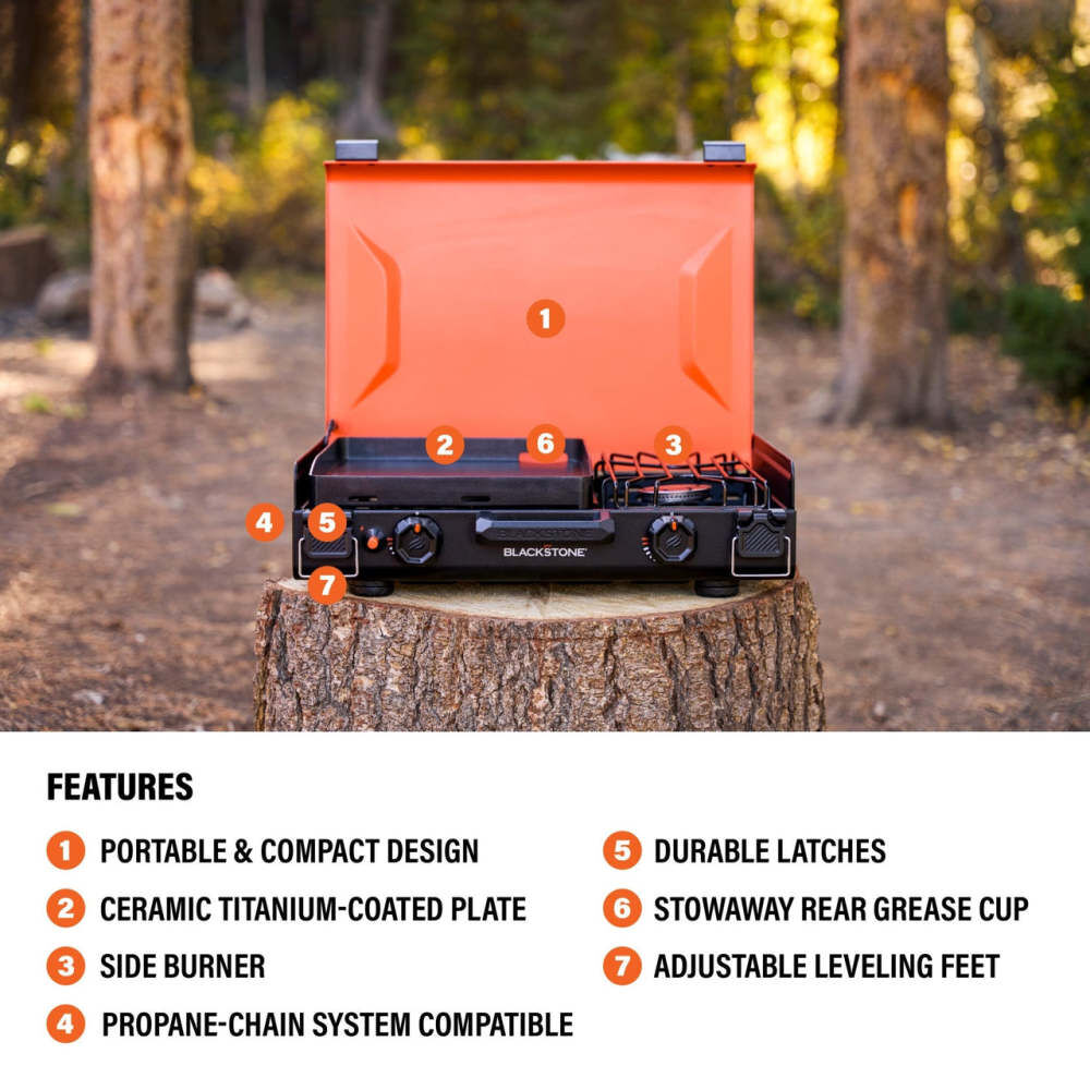 Blackstone 14 x 12 Inch Liquid Propane Camping Griddle with Side Burner Black, large image number 4