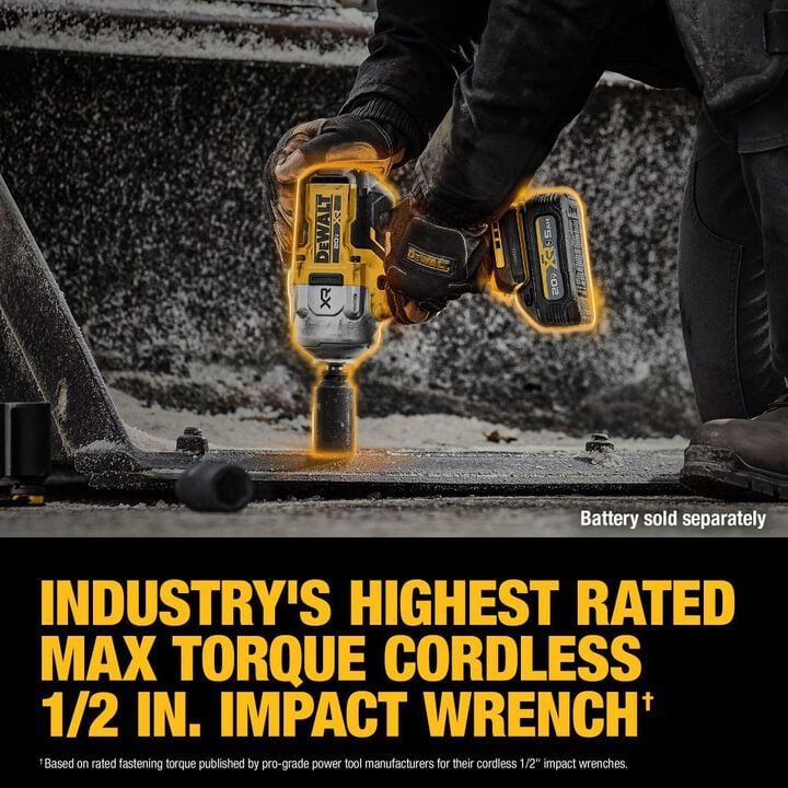 DEWALT 20V MAX* XR 1/2 In. Impact Wrench with Hog Ring (Bare Tool) and Protective Boot, large image number 6