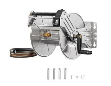 Giraffe Tools Silver Stainless Steel Garden Hose Reel without Hose