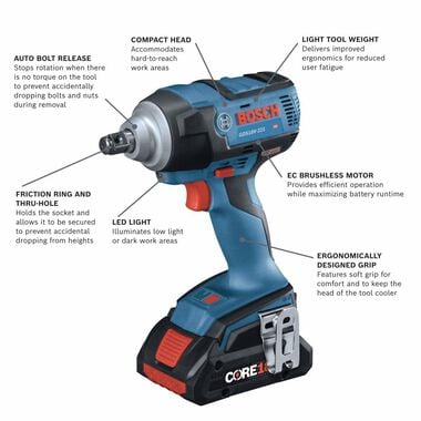 Bosch 18V EC 1/2in Impact Wrench Kit, large image number 1