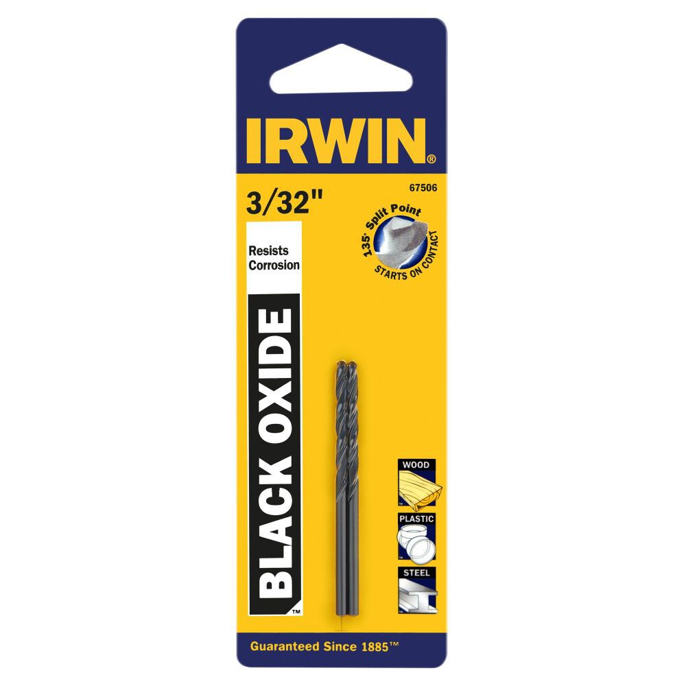 Irwin 3/32 Inch Black Oxide HSS Jobber-Length Drill Bit 2 Pieces, large image number 5