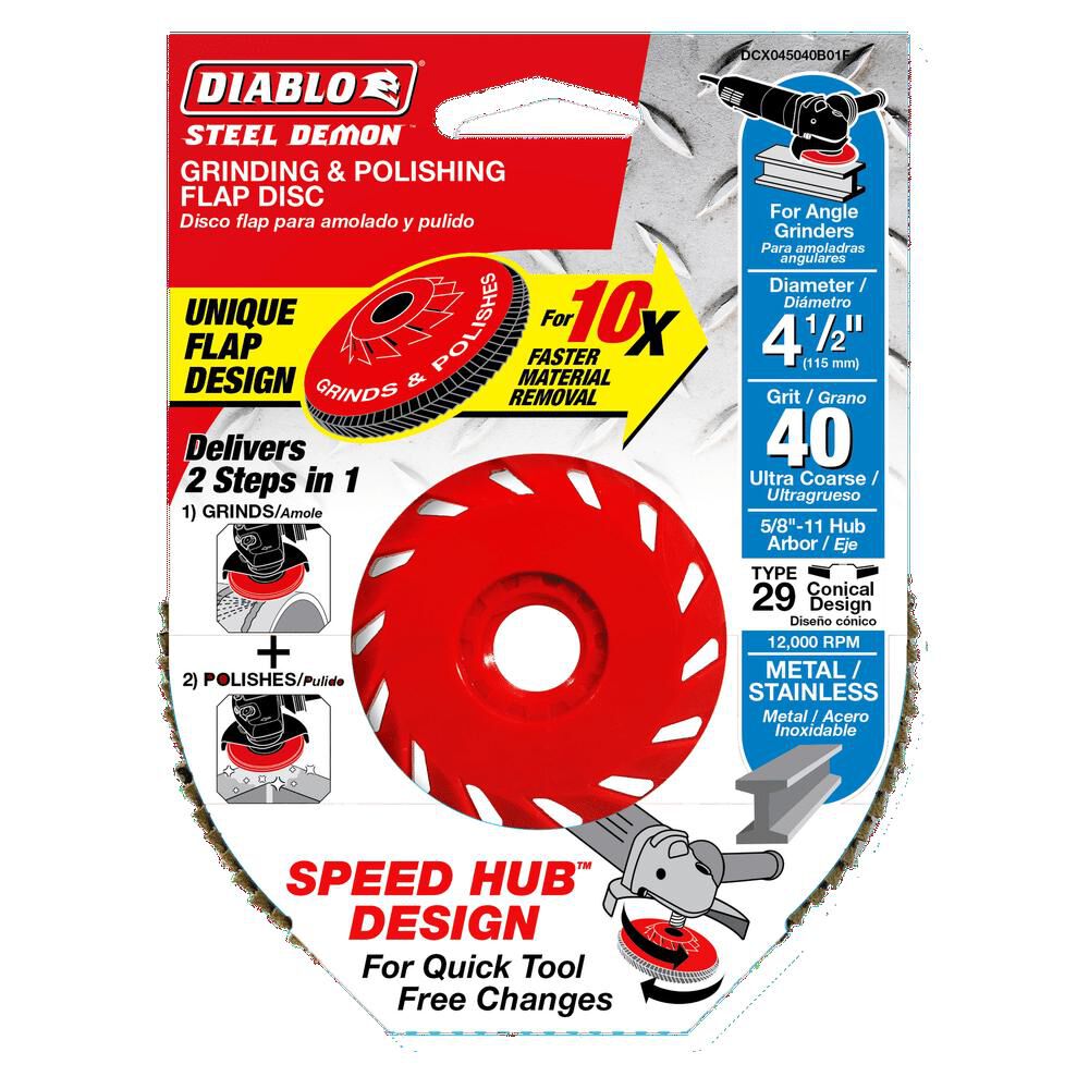 Diablo Tools 4 1/2 Inch Steel Demon Flap Disc 40 Grit with Speed Hub, large image number 2