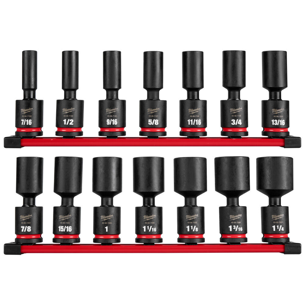 Milwaukee SHOCKWAVE Impact Duty 1/2 Drive SAE Deep Swivel Socket Set 14 Pieces - 49-66-7108