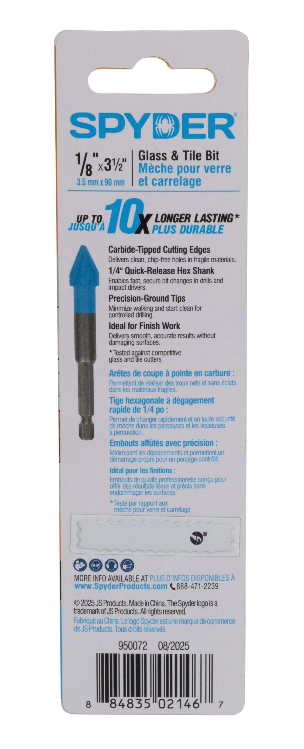 Spyder 1/8 Inch x 3.5 Inch Tile & Glass Drill Bit, Carbide-Tipped, large image number 10