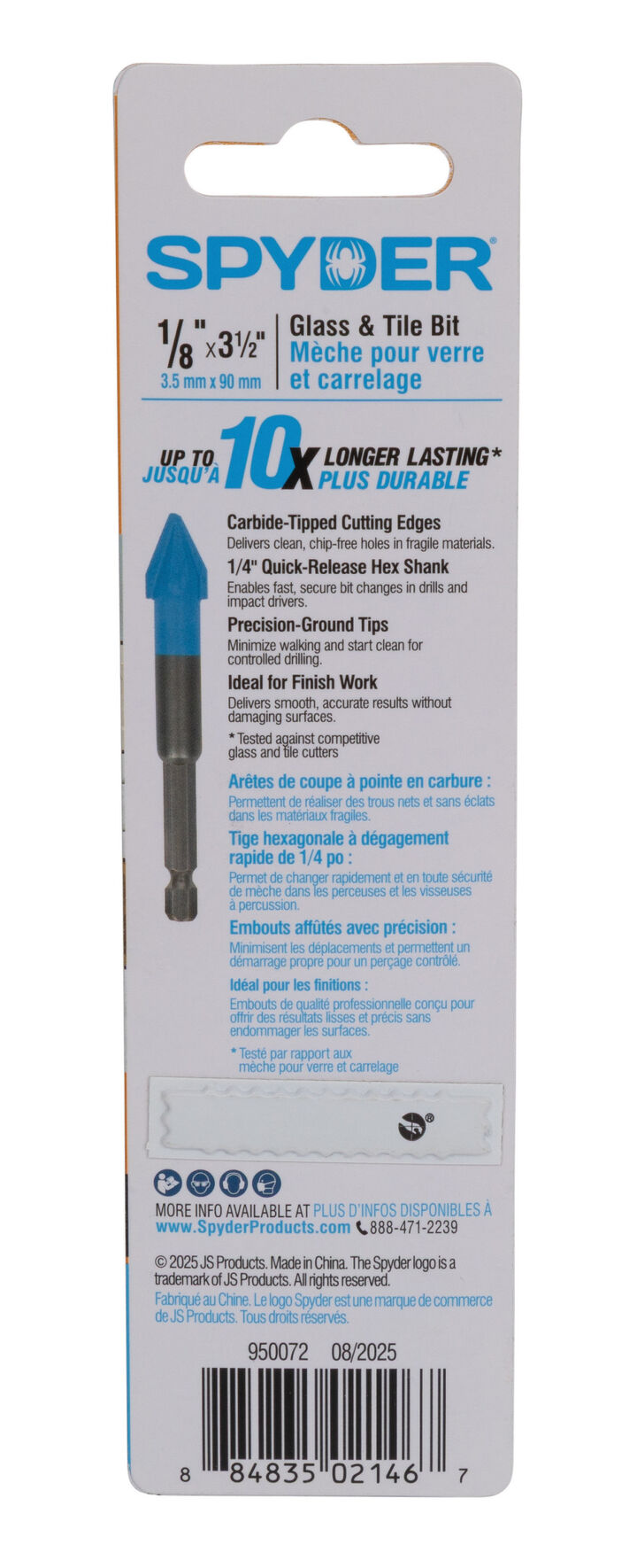 Spyder 1/8 Inch x 3.5 Inch Tile & Glass Drill Bit, Carbide-Tipped, large image number 9