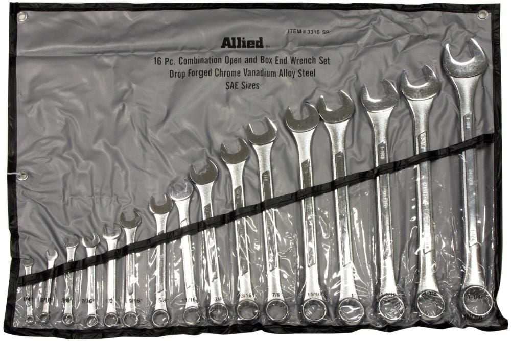 Allied International 16 piece Combination Open and Box End Wrench Set in Pouch, large image number 1