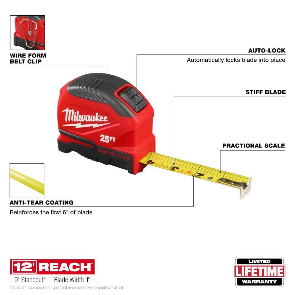 Milwaukee 25 Ft. Auto-Lock Tape Measure, large image number 2