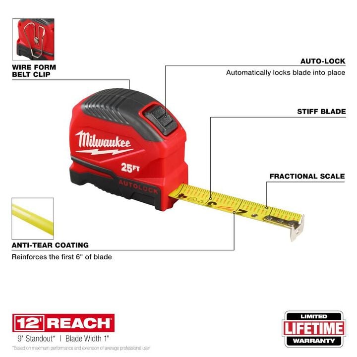 Milwaukee 25 Ft. Auto-Lock Tape Measure, large image number 1