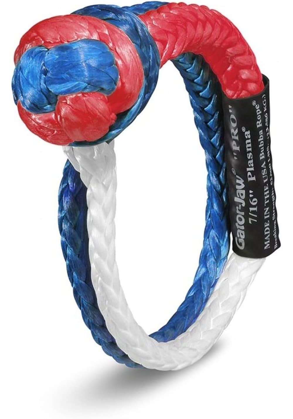 Bubba Rope 7/16 Inch Gator-Jaw PRO Synthetic Soft Shackle, Patriot – 176745PROPAT