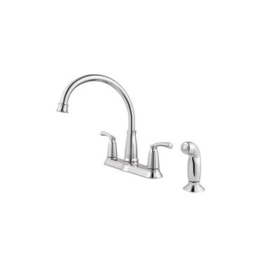 EZ-FLO Two-Handle Kitchen Faucet With Pull-Out Sprayer - Low-Spout Design In Chrome With Black Spray Head