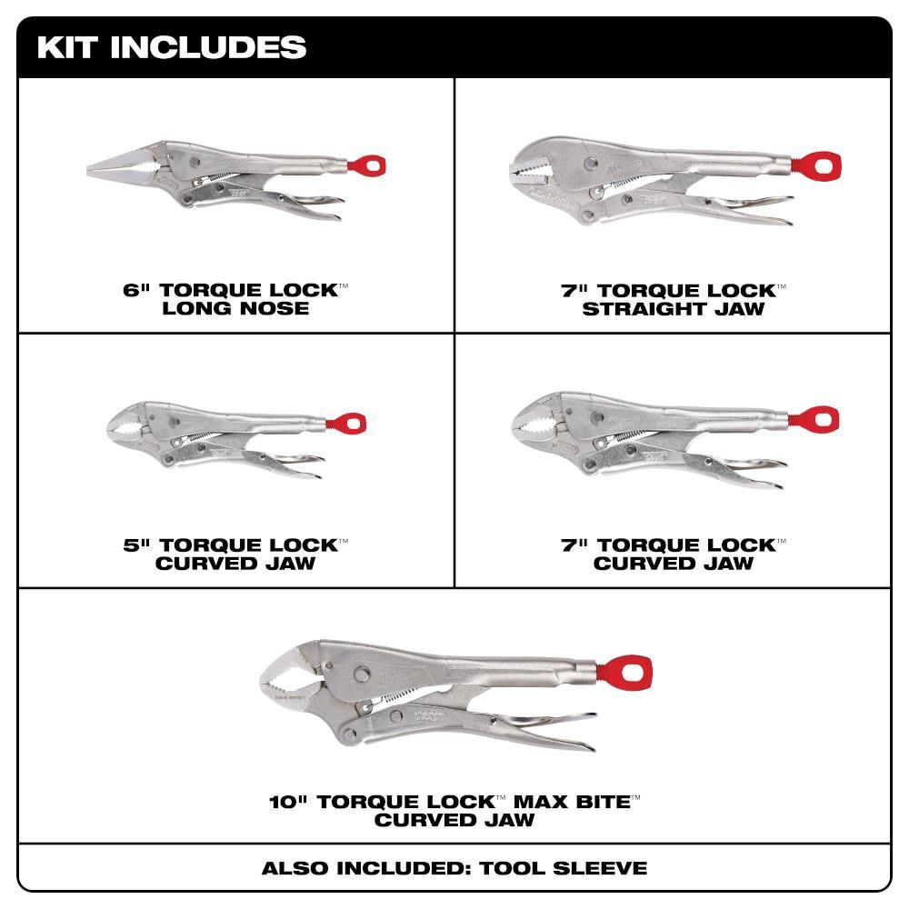 Milwaukee 5Pc TORQUE LOCK Locking Pliers Kit, large image number 2