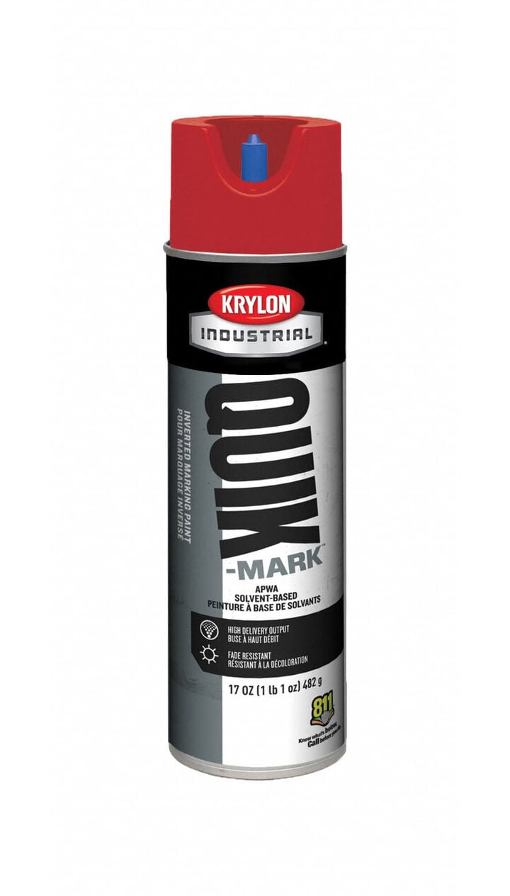 Krylon Quik-Mark 17 Oz Solvent-Based Inverted Marking Paint, Red