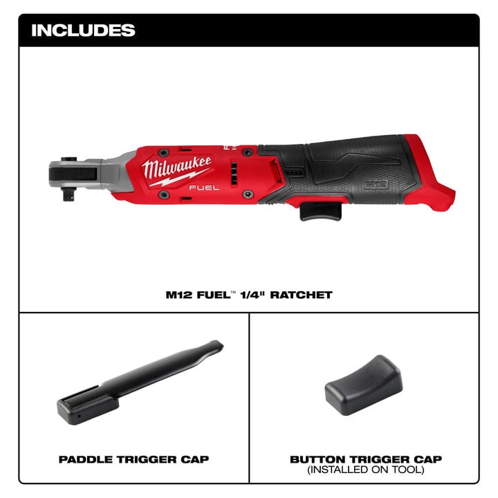 Milwaukee M12 FUEL 1/4 Inch Bare Tool Ratchet (Bare Tool) & Protective Boot Bundle, large image number 4