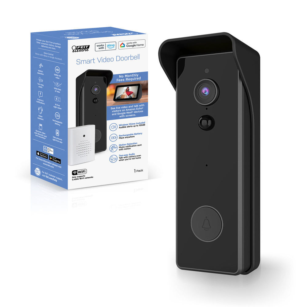 Feit Electric Wired or Battery-Powered Wireless Wi-Fi Smart Video-Enabled Doorbell, large image number 5