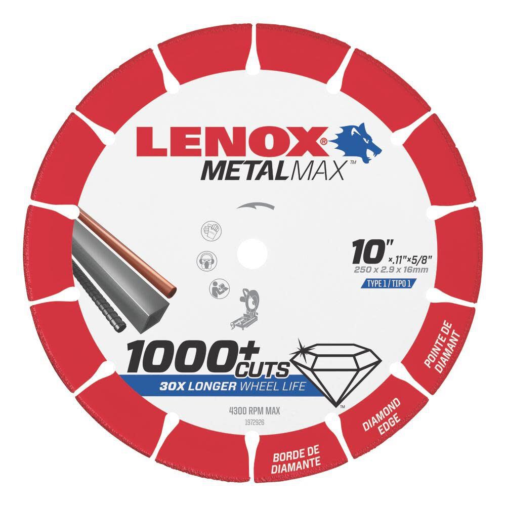 Lenox MetalMax 10 Inch Segmented Rim Diamond Edge Cutoff Wheel for Metal, large image number 1