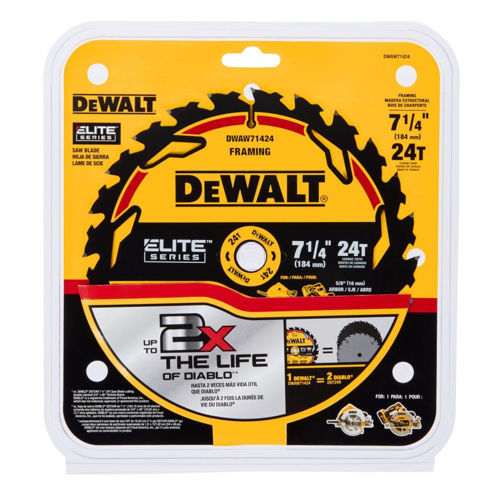 DEWALT Elite Series BLISTER Circular Saw Blade 7 1/4in 24T, large image number 2