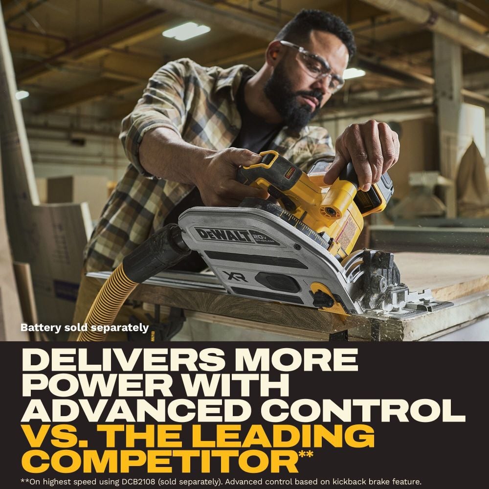 DEWALT 20V XR 6 1/2 Inch Track Saw (Bare Tool) with Two 30 Inch Tracks, large image number 4