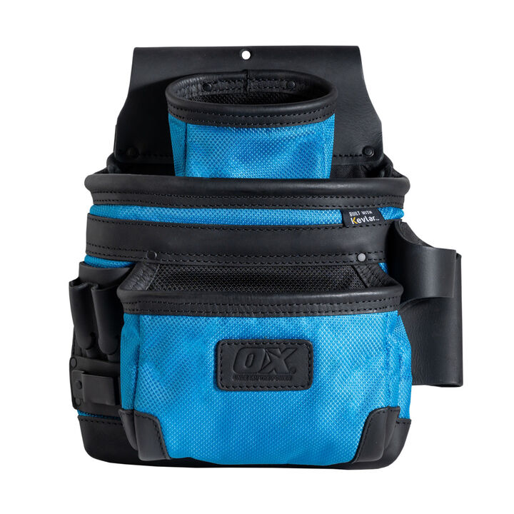 Ox Tools 3-Pocket Leather & Nylon Fastener Pouch with Kevlar Reinforcement, large image number 1