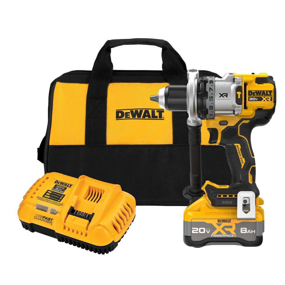 K-Drill 8-1/2 Inch Diameter Ice Auger with Built-In Adjustable Extension Shaft & DEWALT 20V MAX XR Brushless Cordless 1/2 Inch Hammer Drill Kit, large image number 3
