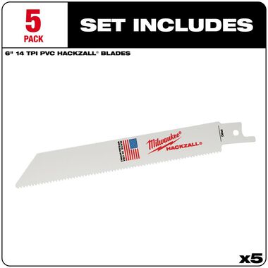 Milwaukee 6 in. M12 HACKZALL 40 PVC Bi-Metal Blade, large image number 1