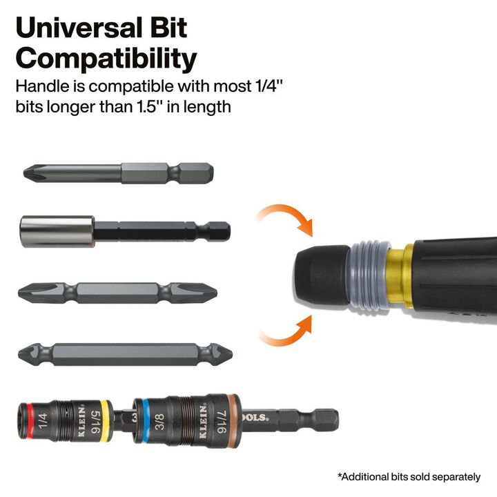 Klein Tools Ratcheting Fastbit Tru-Grip Screwdriver with Phillips and Slotted Bits, large image number 4