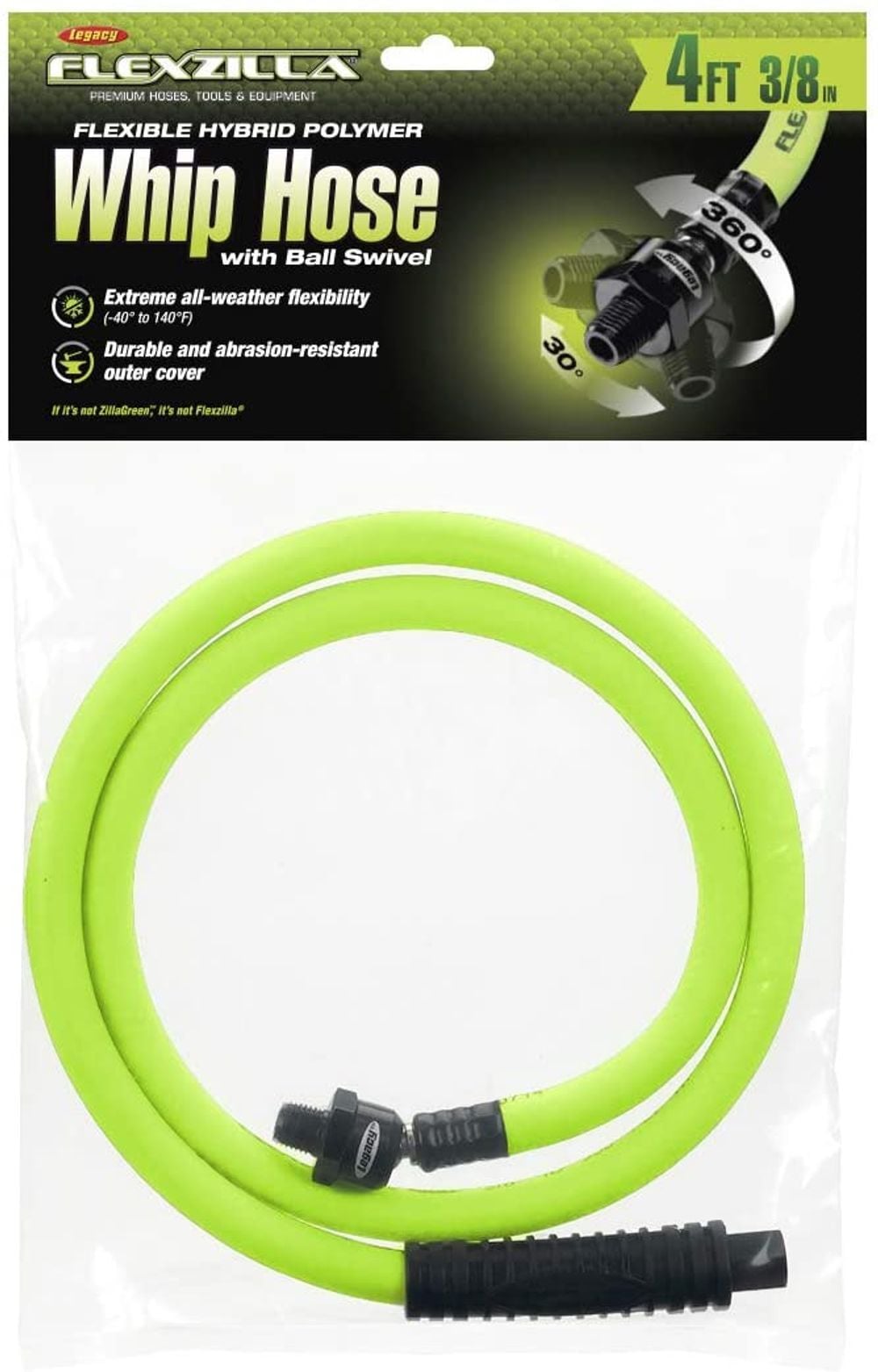 Legacy Whip Hose with 1/4 In. MNPT Ball Swivel x 1/4 In. FNPT Fittings, large image number 2
