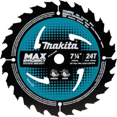 Makita 7-1/4in 24T CT Max Efficiency Ultra-Thin Kerf Framing Saw Blade, large image number 4