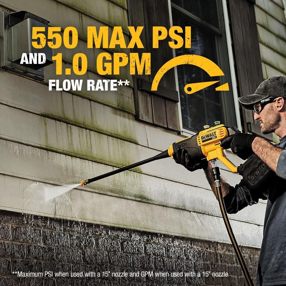 DEWALT 20V Max 550 PSI 1.0 GPM Battery Powered Cold Water Power Cleaner with 4 Spray Nozzles 5.0Ah Kit, large image number 16