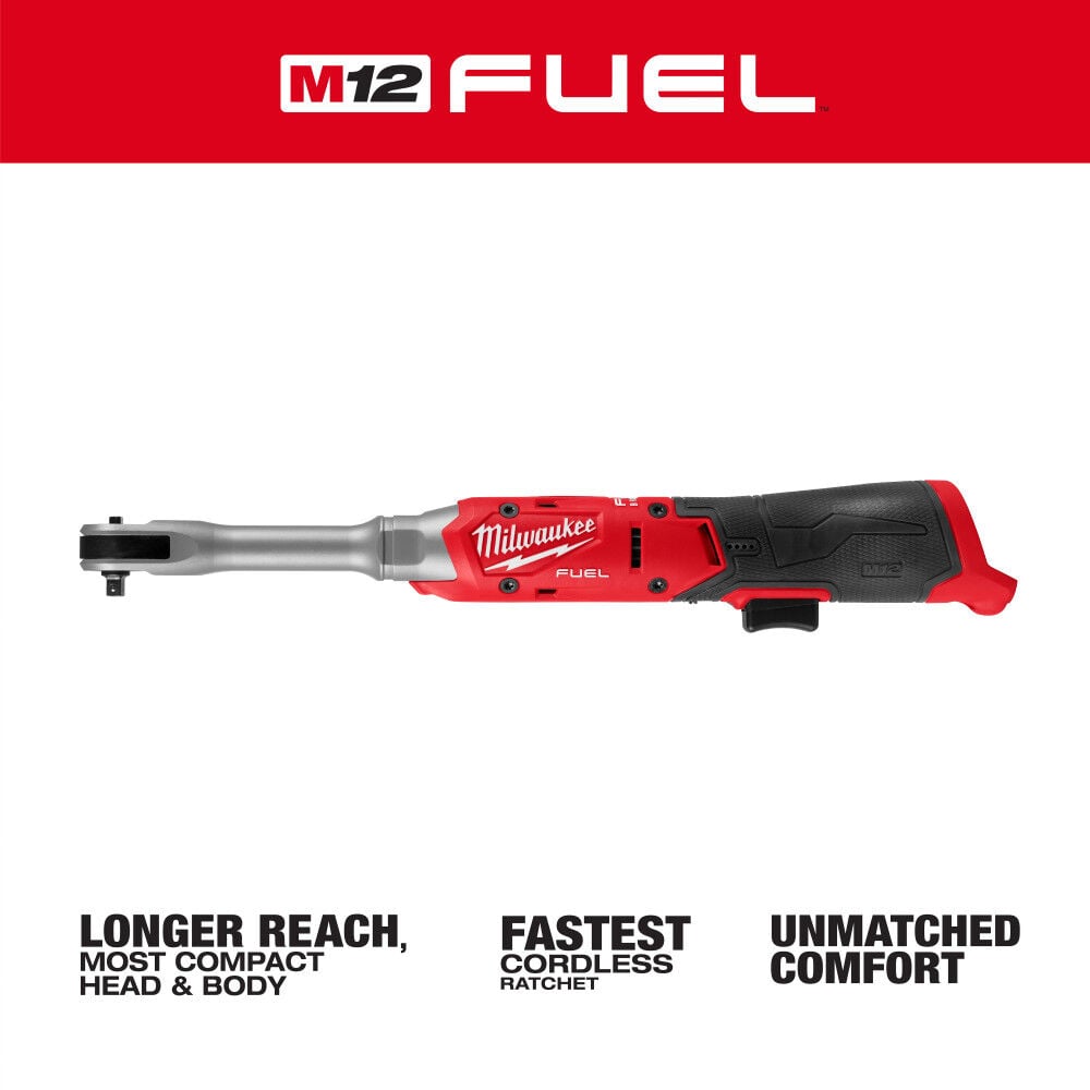 Milwaukee M12 FUEL 1/4 Inch Extended Reach Ratchet (Bare Tool), large image number 2