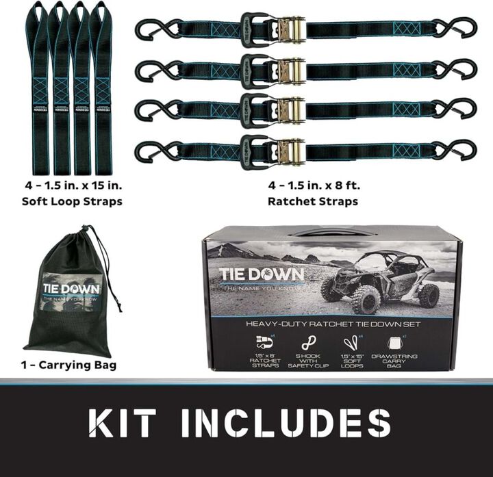 Tie Down 1.5 Inch x 8 Ft 5208 Lbs Black Ratchet Strap, large image number 6
