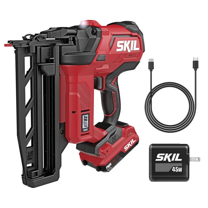 SKIL Brushless 20V 16Ga Straight Finish Nailer Kit