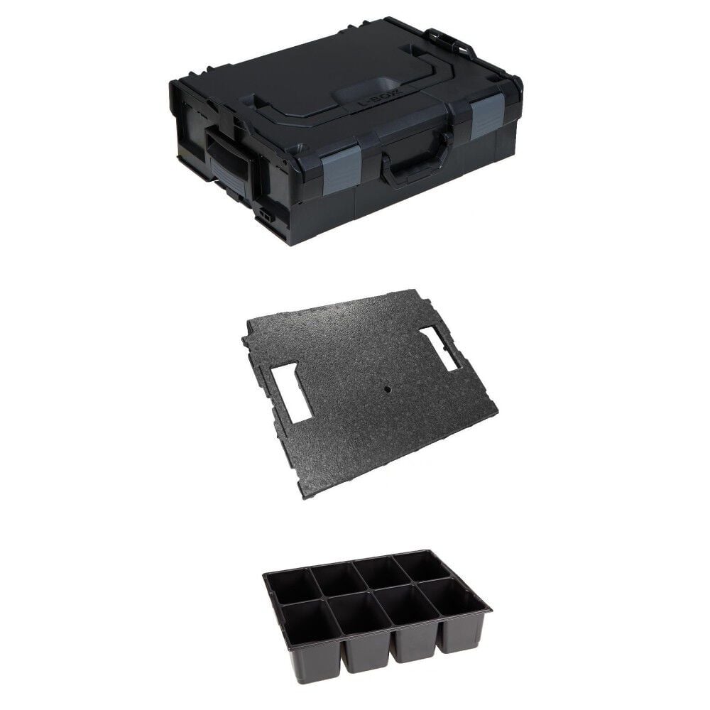 L-BOXX Model Numebr 136 Black Tool Box, Lid Insert, and Small Parts Insert Bundle – ATB000011297