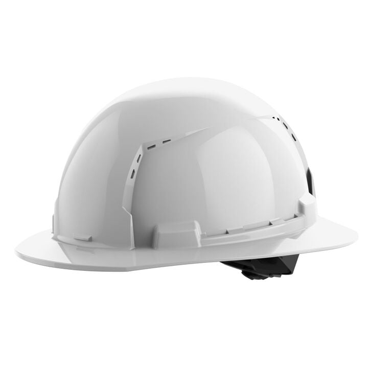 Milwaukee White Full Brim Vented Hard Hat with 4pt Ratcheting Suspension Type 1 Class C